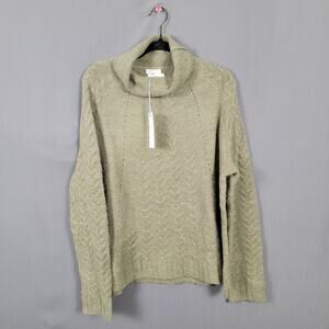Prim Boutique Textured Knit Cowl Neck Pullover Sweater Olive Green NWT